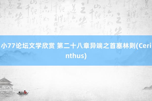 小77论坛文学欣赏 第二十八章　异端之首塞林则(Cerinthus)