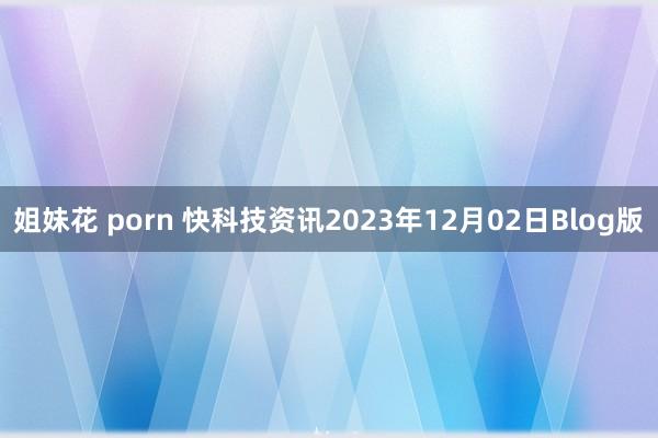 姐妹花 porn 快科技资讯2023年12月02日Blog版