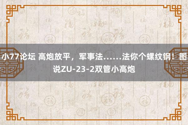 小77论坛 高炮放平，军事法……法你个螺纹钢！图说ZU-23-2双管小高炮