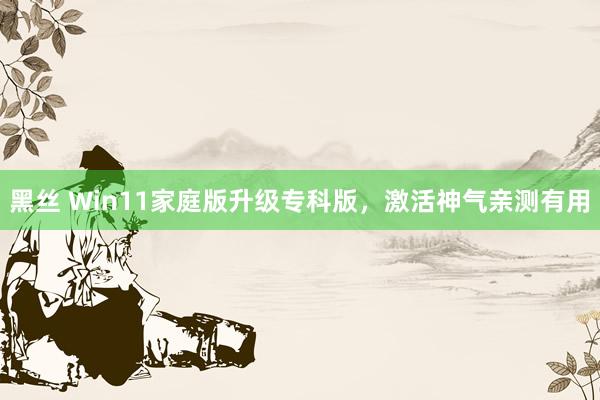 黑丝 Win11家庭版升级专科版，激活神气亲测有用