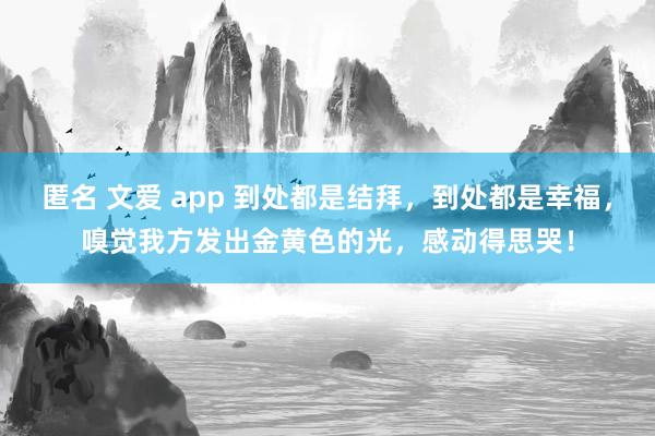 匿名 文爱 app 到处都是结拜，到处都是幸福，嗅觉我方发出金黄色的光，感动得思哭！